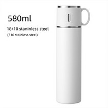 보온 죽통 스테인리스 물통 보냉병 물병 대용량 대형 된 500ml 1000ml 스테인레스 보온병 컵 진공 플라스크 이중 벽 절연 머그잔 피트니스, [02] Custom Name, [05] 580ml white SUS 316