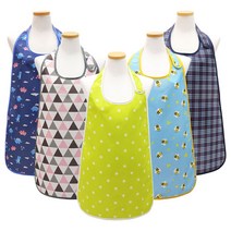 방수 바리스타 앞치마 데님 까페 공방 화방 네일샵 미용실 어린이집 선생님, 손님용 찍찍이 앞치마_체크(네이비)