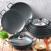 경질 코팅 전골냄비 부대찌개 매운탕 곱창 감자탕 찌개 업소용 식당 탕냄비, 블랙, 11-경질 전골냄비 22