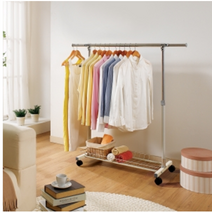 튼튼한 국산 이동식 바퀴달린 선반형 1단 행거, 1개