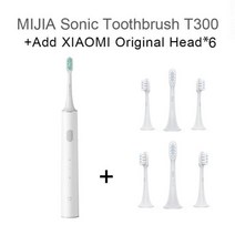 XIAOMI-미지아 T300 무선 전동 칫솔 스마트 소닉 브러시 울트라 미백 치아 진동기 구강 위생 클리너 2021, C Original Heads x6