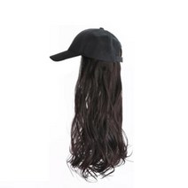 에이플랫 일체형 롱웨이브 야구 모자가발 W16, 블랙
