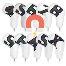 자석 아이언커버 10개세트 홀로그램 화이트 가죽 골프 96847EA_#7, 본상품선택