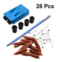 15도 오블 리크 홀 로케이터 각도 드릴링 목공 경사 구멍 로케이터 드릴 비트 포켓 홀 지그 키트 DIY 목공 도구, 28pcs