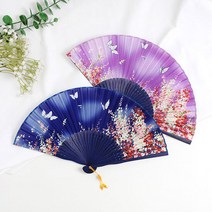 실크 접부채(꽃)-고급부채집＋매듭노리개증정, 나비안개꽃