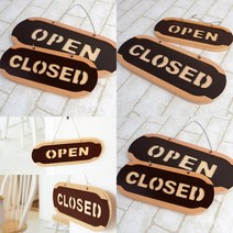 OPEN/CLOSED 오픈클로즈 우드 사인걸이 도어사인, 소