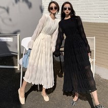 여름 주름 캉캉 롱원피스 러블리 주름원피스 아이보리 블랙