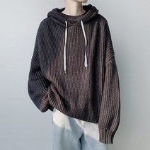 장바9니 소프트 후드니트 골지 커플 오비핏후드티 회색 블랙