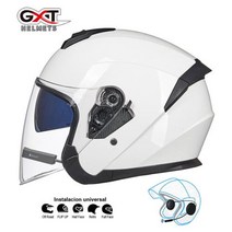 GXT 블루투스 오토바이 헬멧 헤드셋 바이커 모토 헬멧 이어폰 무선 스피커 오토바이 충돌 헬멧 카스코 블루투스, L_2, White BT_2