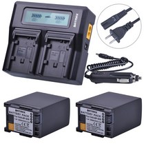 헬퍼솔 2PCS 2900mAh BP828 BP 828 카메라 배터리 빠른 LCD 듀얼 충전기 캐논 BP-820 LEGRIA iVIS VIXIA HF G30 G40 XA20 XA2, [02] US