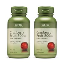 GNC 크랜베리 프루트 500mg 캡슐 글루텐 프리 무설탕, 100개입, 2개