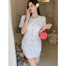 여름 반팔 피로연 5월 결혼식 하객패션 미니멈 88사이즈 트위트원피스