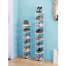 좁은공간 신발장 자취방 기숙사 현관 틈새 신발 세로 수납 철제 폭좁은 슬림 정리대, 화이트 7단, 1개
