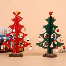 크래프트센터 DIY 크리스마스 오너먼트 우드 미니 트리 만들기 소품 장식, 기본 레드