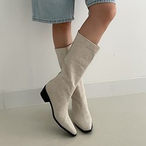 [또오세] 여성 뾰족코 마부츠 린넨 미들힐 여름부츠5cm