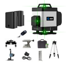 휴대용 레이저 레벨기 거리 측정기 8 12 16 라인 수평자 수평기 줄자 수직 수평 고정밀, [7] 16라인 그린레이저+배터리2