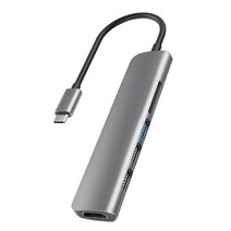 6 In 1 USB C 허브 유형 C-HDMI 호환 4K 어댑터 USB 3.0 PD 전원 어댑터 도킹 스테이션 노트북 분배기, Gray