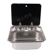 캠핑카 카라반 싱크대 싱크볼 주방 세면대 스테인레스, 원형 싱크 + 냉온수 꼭지