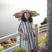 바보사랑 린넨 스트라이프 원피스n716.앞머리