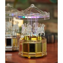 LED 투명 회전목마 오르골 2color, 실버