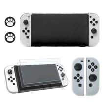 [쵸미앤세븐] 닌텐도 스위치 OLED 크리스탈 투명 PC TPU 케이스 보호필름 스타터 악세서리 패키지 B세트