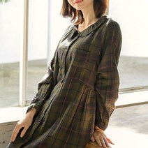 내추럴가든 체크 카라 풀오픈 원피스