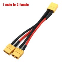 XT60 병렬 어댑터 커넥터 수암 케이블 듀얼 확장 Y 분배기3 방향 14AWG 실리콘 와이어 RC 배터리 모드 용, [01] 1 male to 2 female