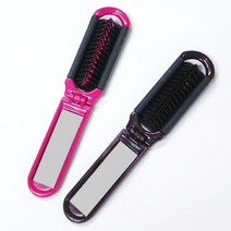 휴대용 거울 헤어 브러쉬, 핫핑크, 1개