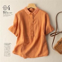 DFMEI 여름신상100면반팔맨투맨린넨셔츠여레트로항맛터들셔츠