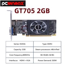 PCWINMAX-GT705 2G DDR3 64Bit 오리지널 게이밍 그래픽 카드 NVDIA geforce용 로우 프로파일