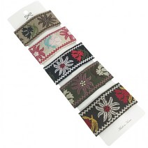 중년 자수 꽃 넓은 똑딱이핀 여성 머리핀 5개 세트