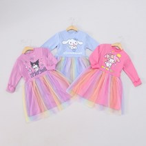 여아 산리오원피스 3종 아동 가을 무지개 긴팔 귀욤 원피스