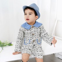 베이비맥스 남아용 유니크 체크 3종 정장 상하세트