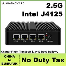 미니컴퓨터 J4125 팬리스 2.5G 라우터 나노 미니 PC 4 인텔 i225-V B3 2.5GbE Nics pfSense 방화벽 OPNsense VMware ESXi Proxm, 해외공급사, No System, 4GB DDR4 64GB SSD