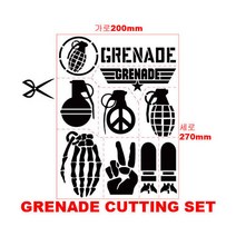 그레네이드(Grenade) 스노우보드 컷팅 스티커세트, 반사-검정