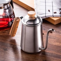 커피포트 드롱기 커피드립퍼 핸드드립주전자 커피머신 20oz600ml 논스틱 코팅 스테인레스 스틸 구즈넥 드립 커피 티 포트 주전자 홈 오피스 카페테라 용 뚜껑 포함, 은