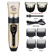 강아지클리퍼 고양이 애견 발바닥 이발기 바리깡 미용기 전기 애완 동물 깎기 전문 손질 키트 충전식 애완 동물 개 헤어 트리머 면도기 세트 동물 헤어 커팅 머신, 상자 없음, c6 2pcs 블레이드
