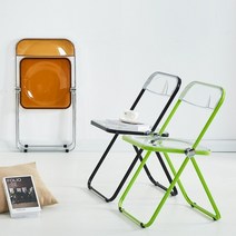 튼튼한 투명 접이식 의자 아크릴 고스트 체어, 그린 프레임, 1개