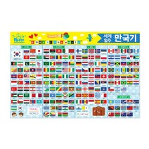 세계일주 만국기스티커.1장 쁘띠팬시5000 세계지도 푹신푹신스티커