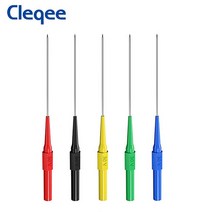 Cleqee P30009 10pcs 긴 절연 백 프로브 핀 비파괴 테스트 스테인레스 피어싱 펑크 4mm 잭, [01] 5 Color 5PCS