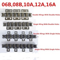 06b08b10a1.5m 길이의 드라이브 롤러 체인 기계 전송 컨베이어 체인(단일 이중 구멍 부착 포함), 10a 단일 날개