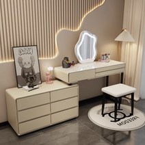 화장대 침실 모던 심플 수납장 코너 일체형 화장대, 원목 암판 + O