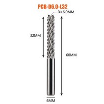 솔리드 카바이드 옥수수 엔드밀 밀링 커터 비트 3.1mm 4mm 6mm 8mm PCB 엔드밀 CNC 커팅 공구, 1pc-D6.0-32-D6
