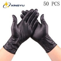 골키퍼장갑 축구장갑 골키퍼용품 50 pcs 니트릴 장갑 합성 라텍스 파우더 프리 시험 장갑 방수 가정용 청소 안전 작업 장갑 터치 스크린, 블랙 50 개, m