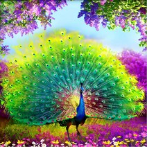 보석십자수 공작새, 90 X 90CM