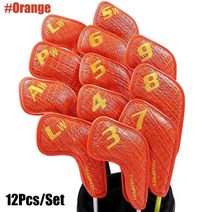 빅 넘버링 아이언 커버 핑드라이버커버 아이언통커버 반달퍼터커버 퍼터커버홀더 자석아이언커버 드라이버커버 아이언커버 골프채 세트개대 가죽 골프 아이언 헤드 클럽 헤드 방수 골프, 주황색