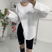 어반조이 루즈핏 워싱 유넥 언발 트임 긴팔 레이어드 티셔츠