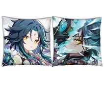 원신 사각 쿠션 큐티 카툰 애니메이션 소파 쿠션 (베갯잇+속통), 소