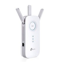 TP-Link RE455 증폭기 AC1750 기가비트 듀얼 밴드 WLAN 리피터(1300Mbit/s 5GHz 450Mbit/s 2.4GHz 1x 기가비트 포트 3개의 외부 안테나 신호 강도 표시기 고속 모드 액세스 포인트 모드) 흰색 -13910, RE455, AC1750 중계기