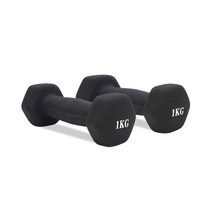 홈트러브 네오프렌 육각 아령 세트, 1kg 블랙